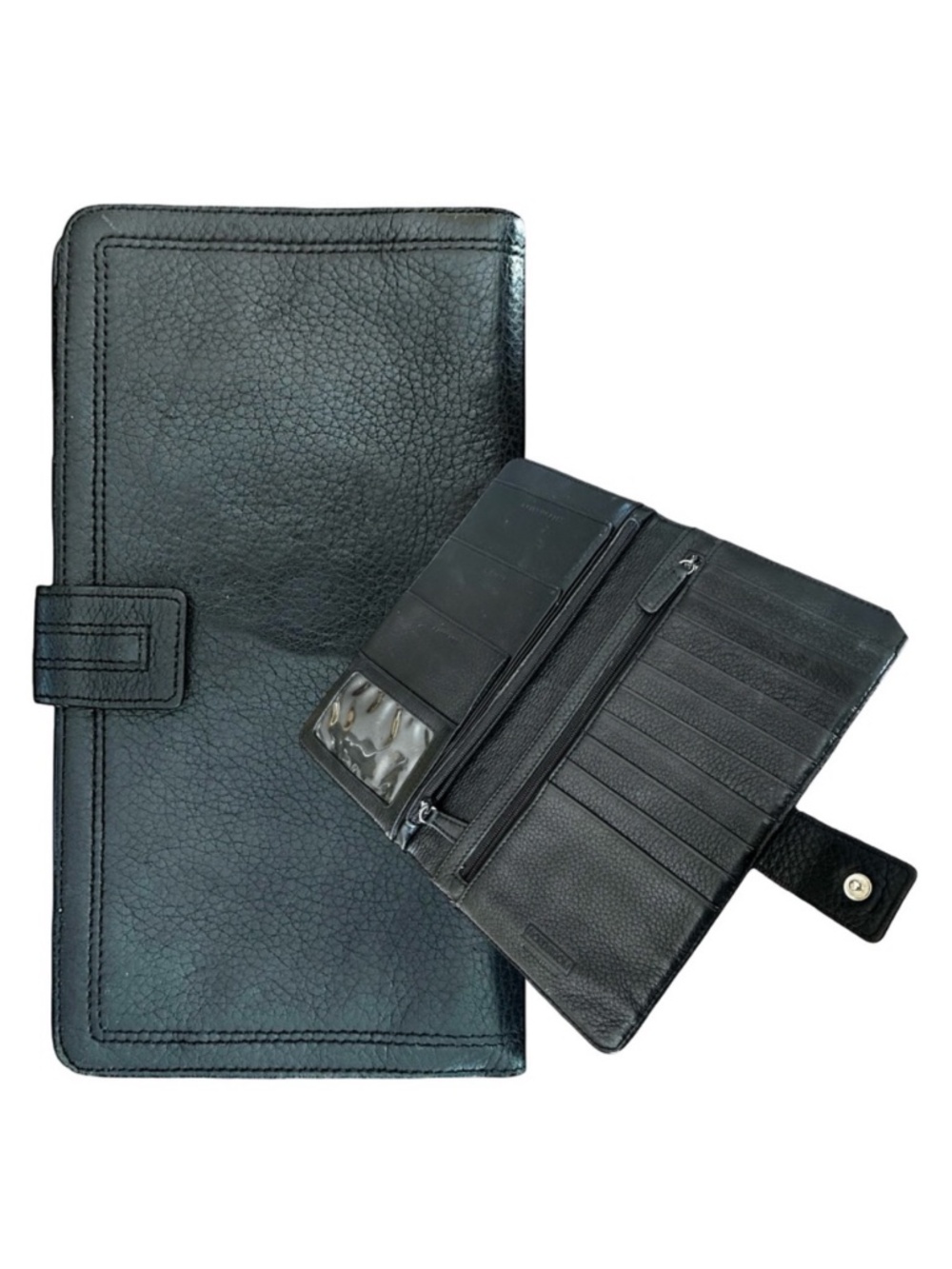 Nordstrom Black Leather Travel Wallet Document Holder Passport Organizer Clutch